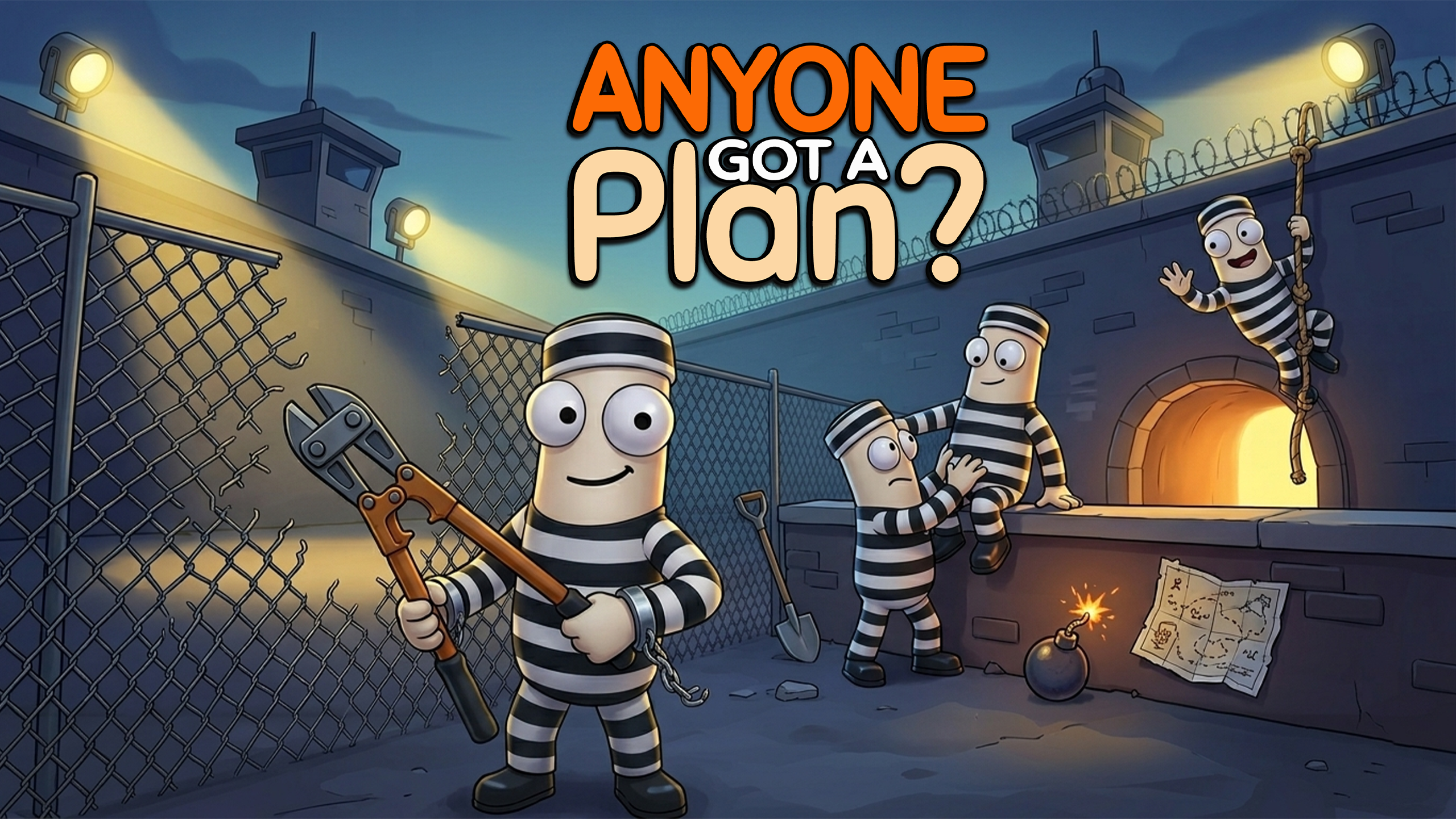 Anyone Got a Plan? — des prisonniers cartoon préparent leur évasion